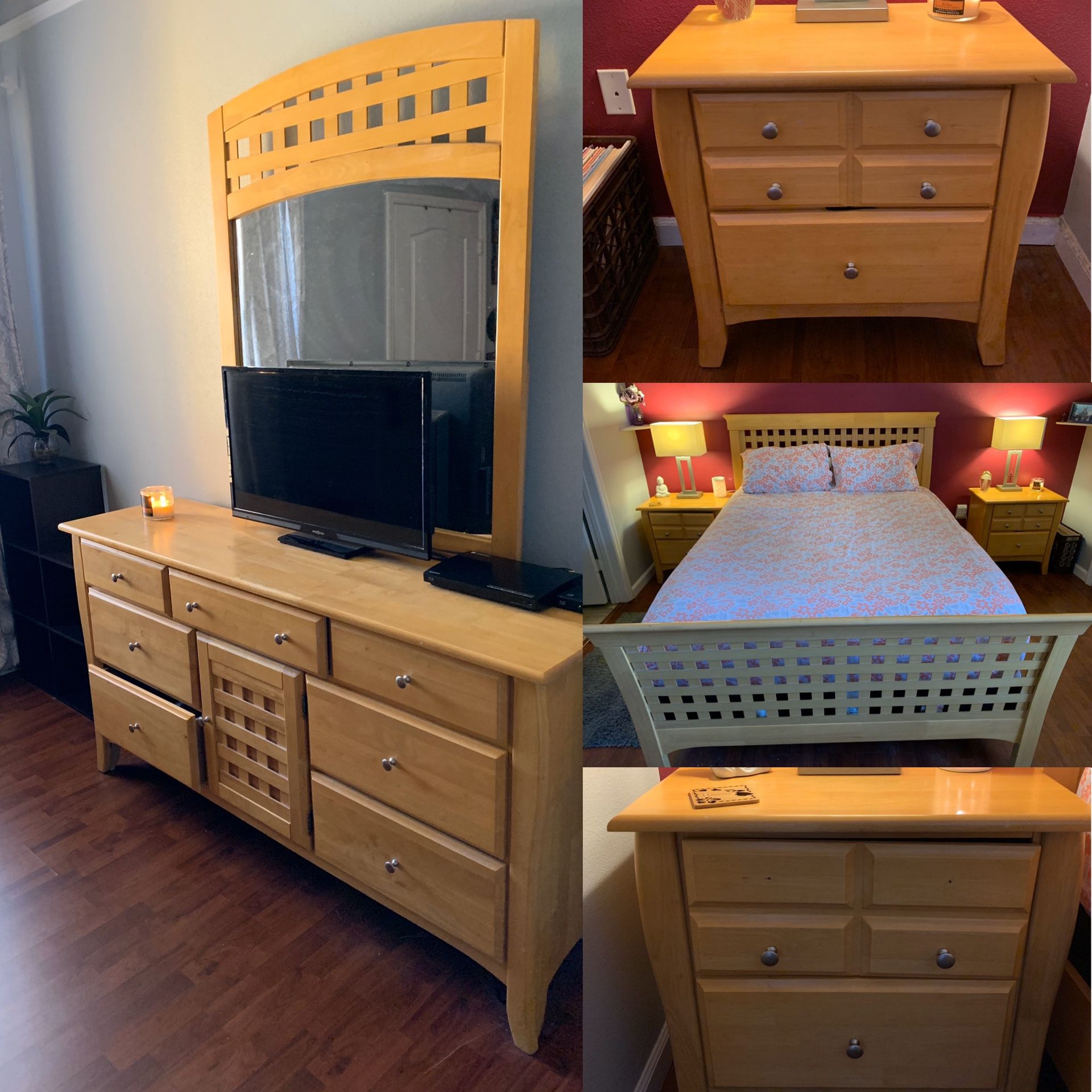 4 Piece Wooden Bed Room Set!
