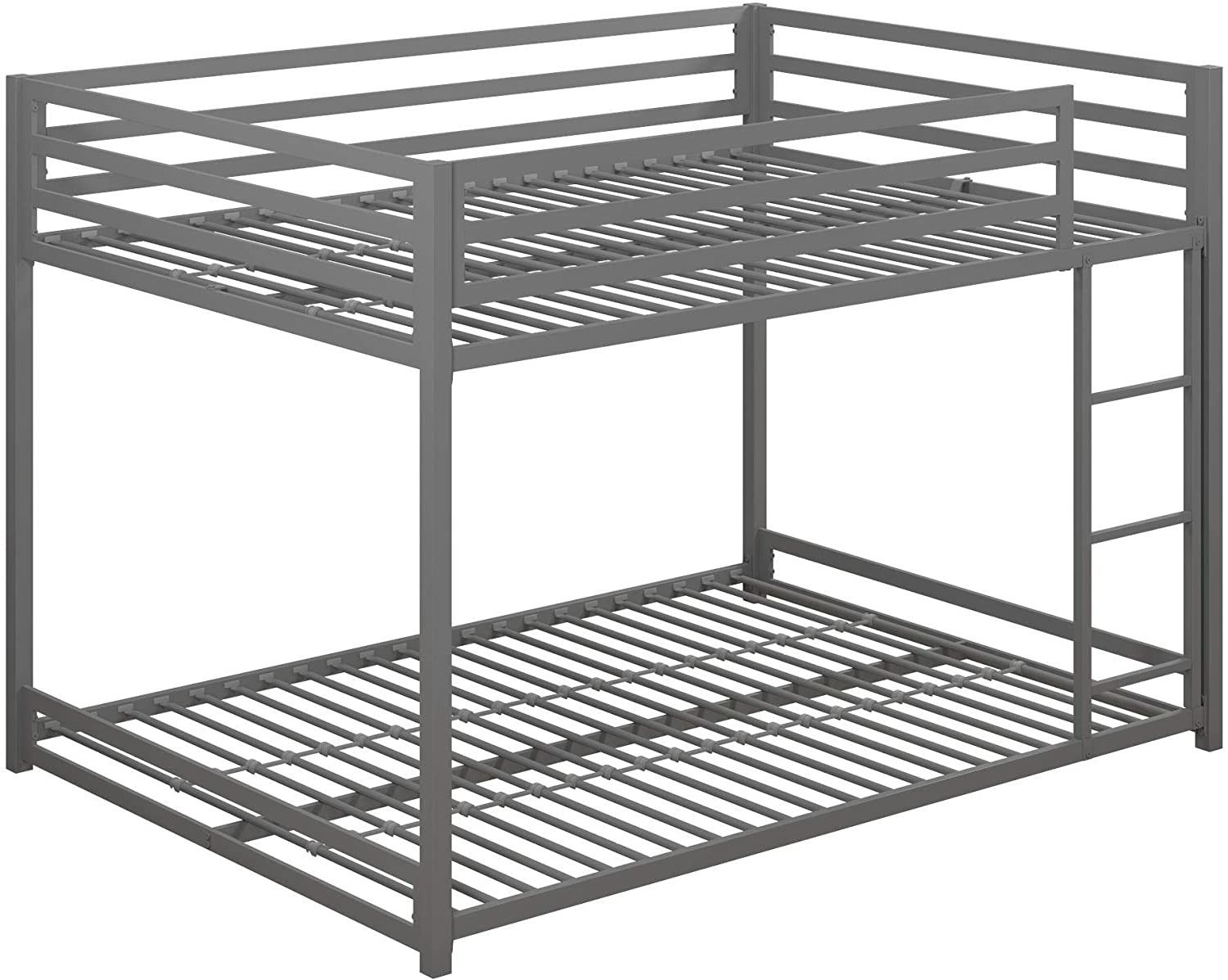 New DHP Miles Metal Full Over Full Bunk Bed, Silver.