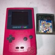 Hot Pink Gameboy Color With Mario Game