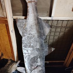 Metal fish sculpture as is with some damage