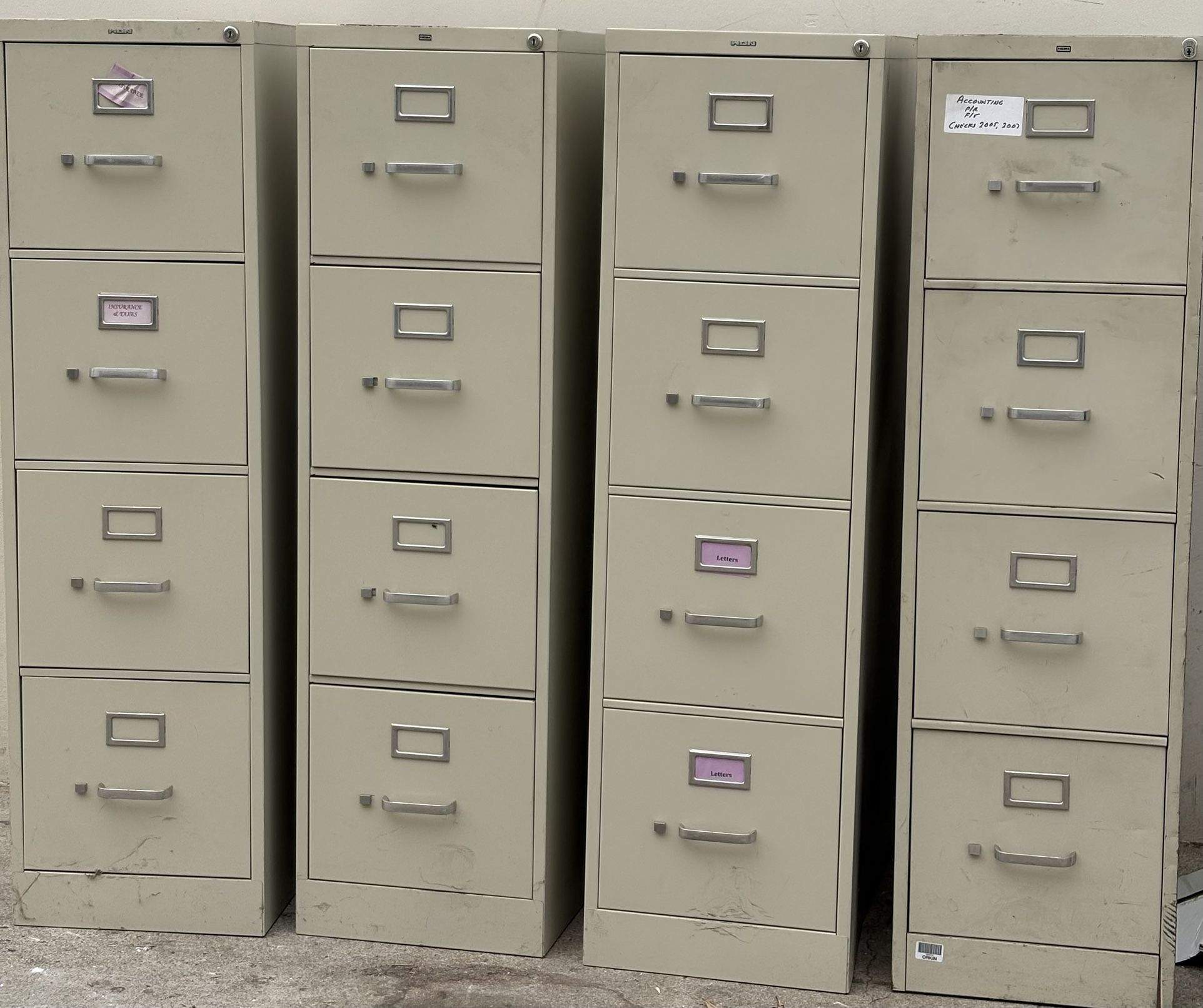 4 Filing Cabinets (Read description) Not Free.