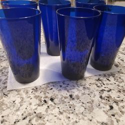 Vintage Colbalt Blue Tall 6 Inch Glasses