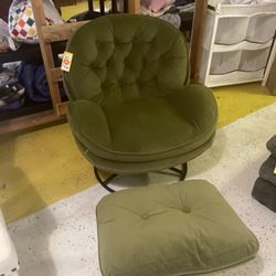 Olive green chair and ottoman brand new never used