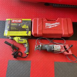 Milwaukee Sawzall & Ryobi hammer drill $60 For Both