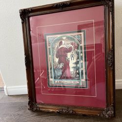 Vintage Framed Santa Claus Artwork