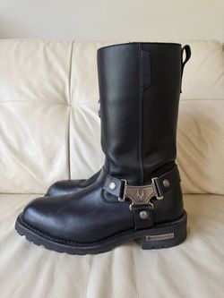 Johnny Reb Men's Rogue Leather Motorcycle Harness Boots - Size 10.5 Wide