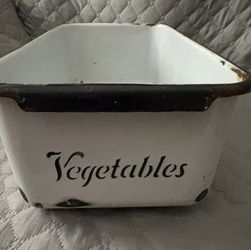 Vintage Porcelain Vegetable Refrigerator Bin