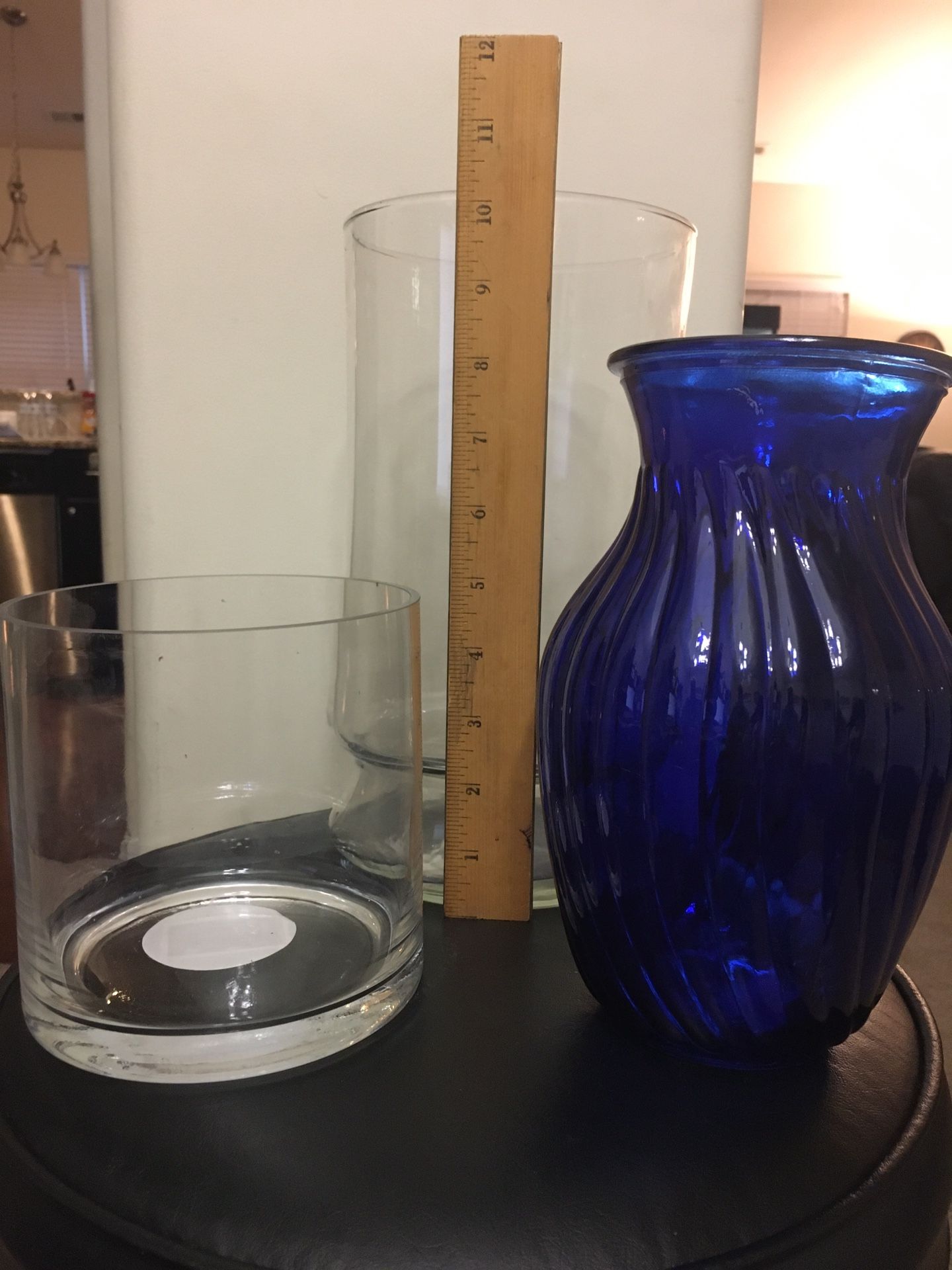 3 Glass Flower Vases