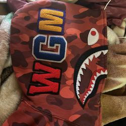 Bape Hoodie Shark Head Red Camo 