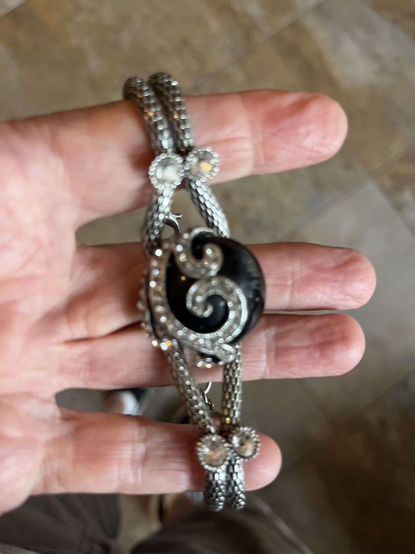 Vintage Bracelet Rhinestones And Maybe Onyx