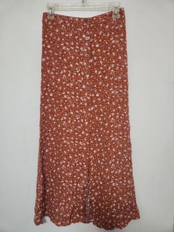 Wild Fable Rust Floral Button-Front Maxi Skirt