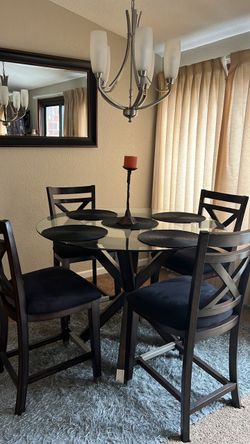 Round Glass Top Counter  Dining Set