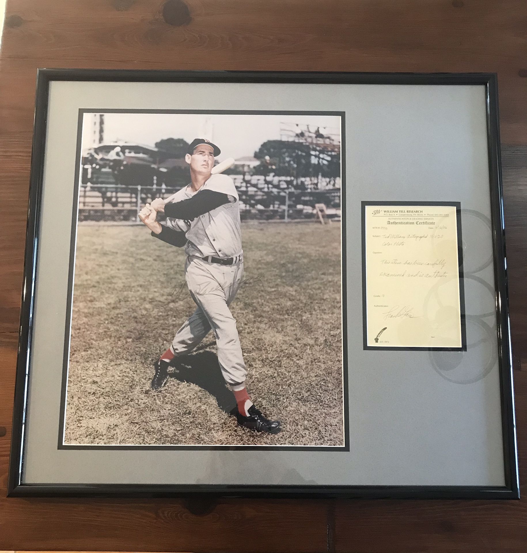 Signed Ted Williams photo - framed and authenticated