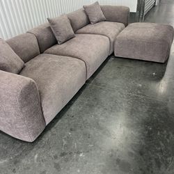 POVISON Conto-Minimalist Couch 3-4 Seater Chenille Puce Lounge | RETAIL PRICE $3500