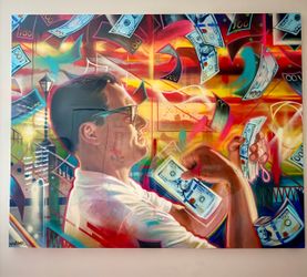 Custom Wolf of Wall Street Leonardo DiCaprio Acrylic Painting – 60” x 48”