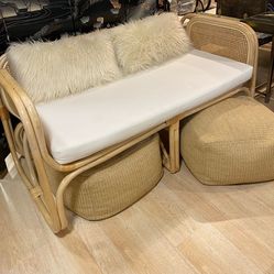 Bamboo Loveseat with Two Ottomans - Boutique Design