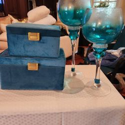 Turquoise Decorative Boxes & Candleholders