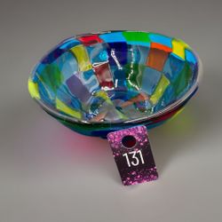 Murano Angelo Ballarin Art Glass Bowl Signed 3.25”H X8.25”across