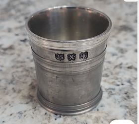 John Somers Pewter Cup JS X MG Vintage 4 oz. fine quality hand made