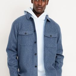 Like New Old Navy Mens Double-Knit Shacket ColorWintry Waters Size Lg