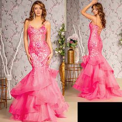 New With Tags Glitter Sequin Corset Bodice Trumpet Long Formal Dress & Prom Dress $375