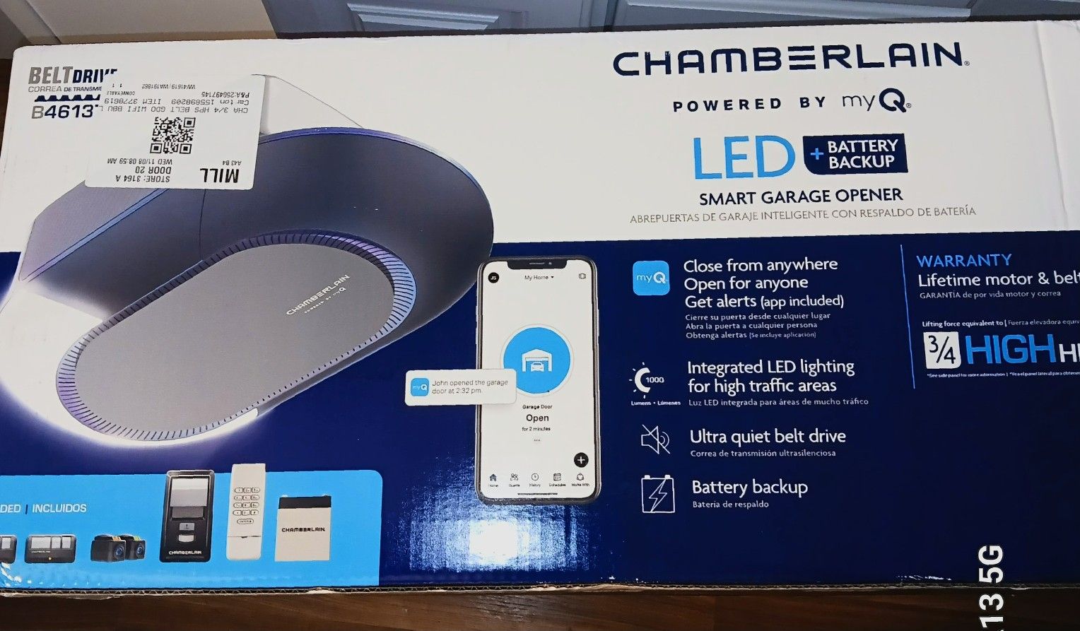 CHAMBERLAIN  3/4 GARAGE DOOR OPENER 