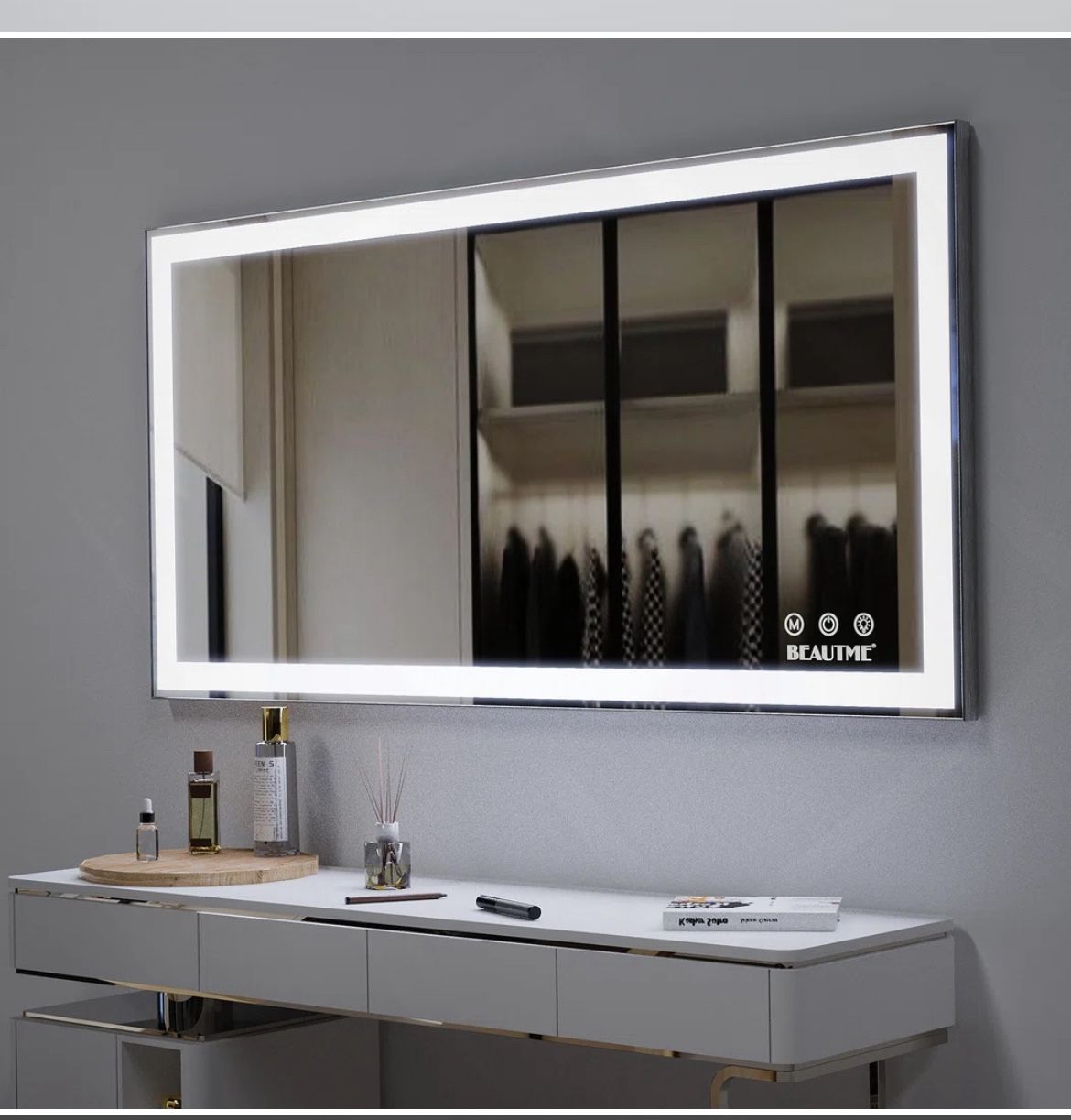 QTY 2 NEW LED Bathroom Vanity Mirrors 48x24 – Anti-Fog, Adjustable Light, Never Installed”