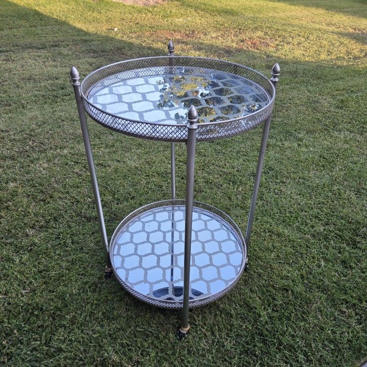 Mirror Two Tiered Table With Wheels Home Decor Decoration Home Goods
