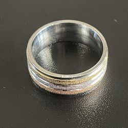 3 Color Frosted Stainless Steel Ring Size 9
