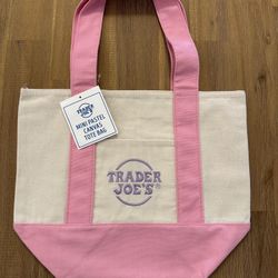 Trader Joe’s Reusable Mini Canvas Tote Bag Pink