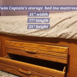 Twin Frame Captain's Bed All Wood  (No Mattress) Price Reduced!