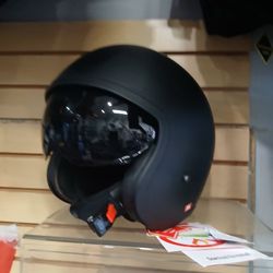 Size extra large  DOT Matte Black Open-Face Motorcycle Helmet with Visor