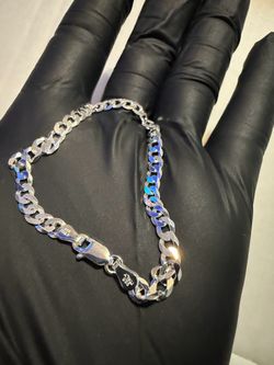 New 925 Italy Sterling Silver Cuban Link Bracelet