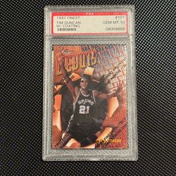 Tim Duncan 1997 rookie with coating PSA 10 San Antonio spurs nba card