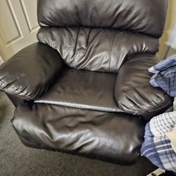 Oversized Black Leather Recliner