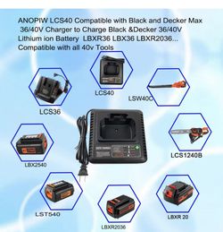 Replace Black and Decker 40V Charger LCS36 LCS40 Compatible with Black+ Decker 36V/40V Lithium Battery LBXR36 LBXR2036 LBX36 LBX1540 LBX2040  LBX2540 LS for Sale in Los Angeles, CA - OfferUp