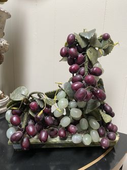 Vintage Jade and Stone Grape Vine Bonsai Tree. Large and heavy