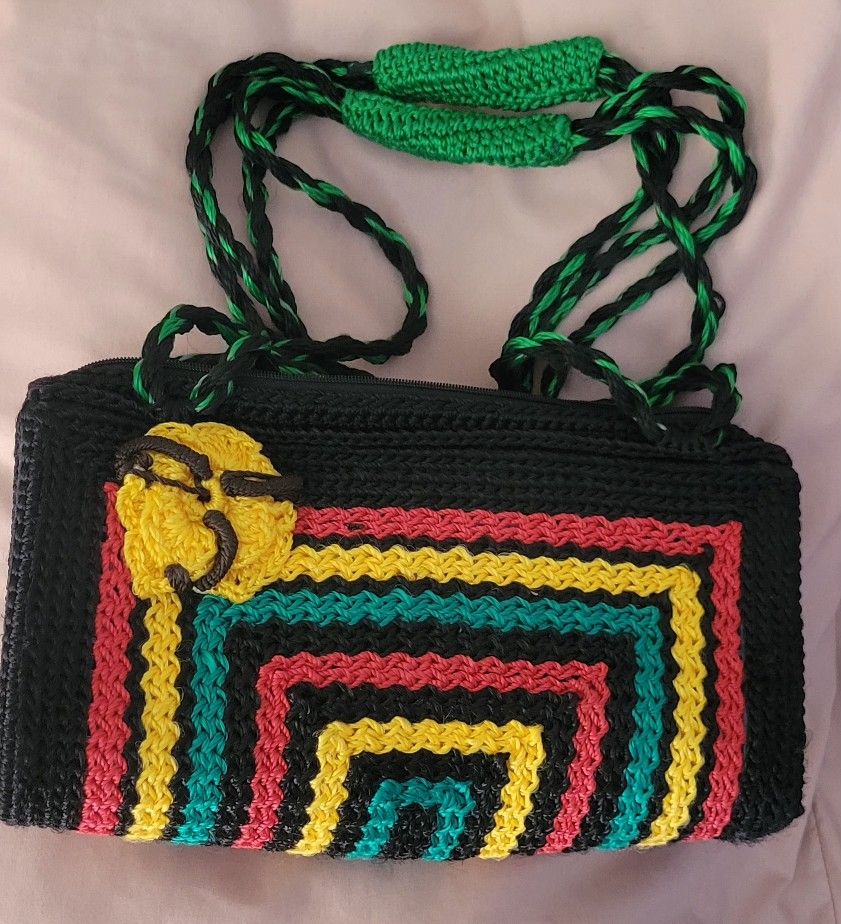 Handmade knit crochet crossbody handbag
