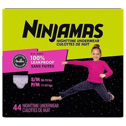 Ninjamas Nighttime Underwear Leakproof S/M 44 Count