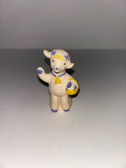 Lollychop Lamb PVC Figure Sheep Basket Flowers-Vintage 1983 Plough Inc