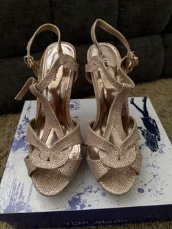 Top Moda Gold Glitter Strappy Heeled Sandals
