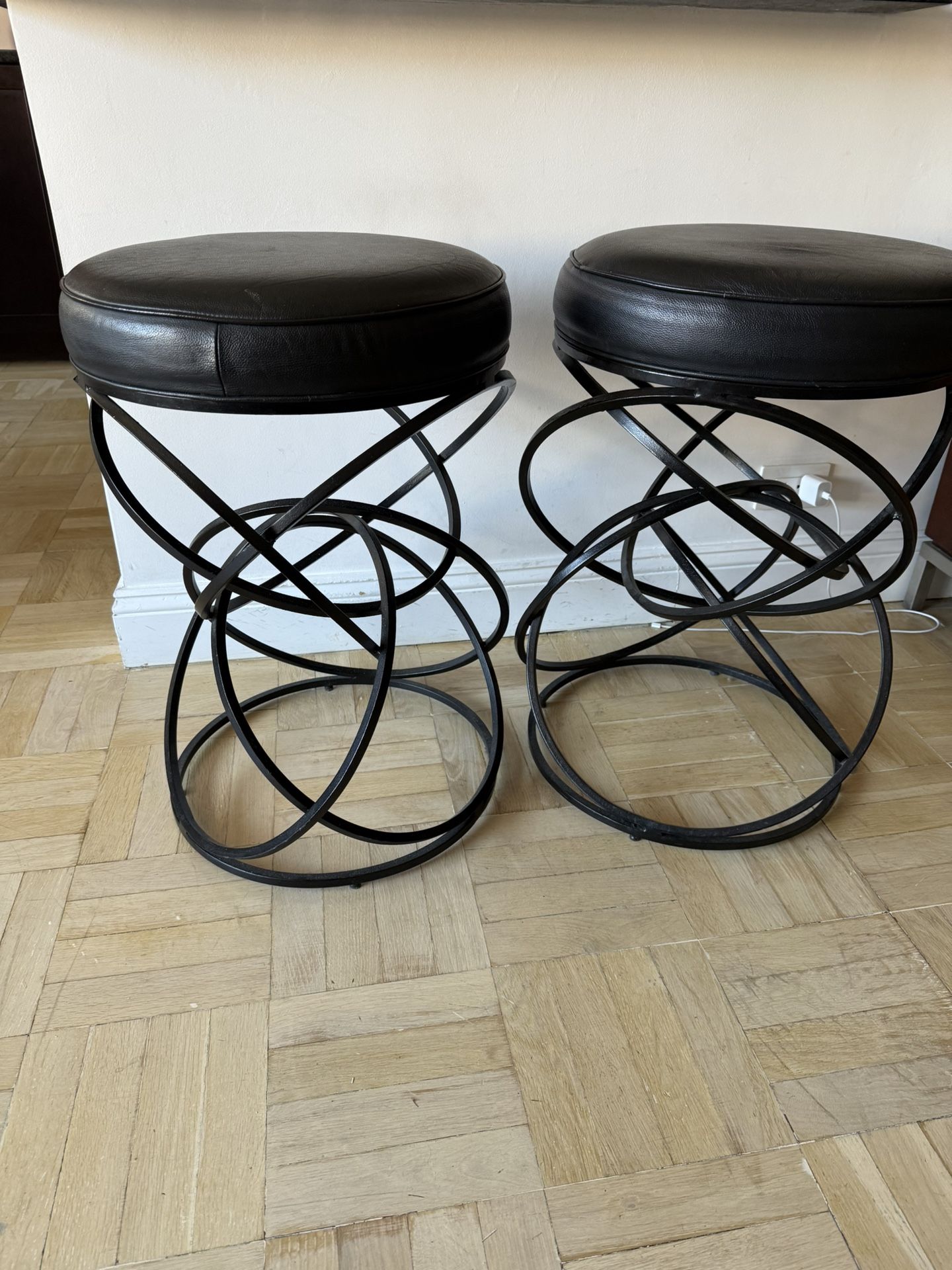25 Inch Black Iron Bar Stool ( 2 Stools)
