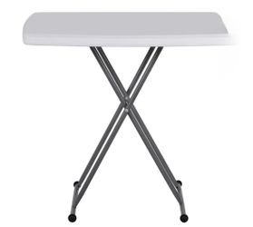 30" Height Adjustable Folding Table, Portable Dinner Table TV Tray, White