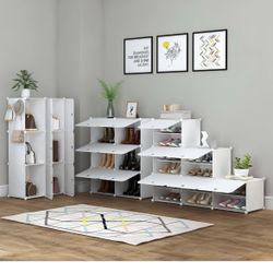 HOMIDEC Shoe Rack, 4 Tier Shoe Storage Cabinet 16 Pair Plastic Shoe Shelves Organizer for Closet Hallway Bedroom Entryway