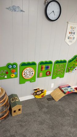 Kids Wooden Activity Wall Panels Set