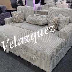 ✅️✅️2-Piece Convertible Sectional Sleeper Sofa W/Fold-Down Table & Chaise Storage✅️✅️