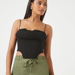 FOREVER 21  Corset Cropped Cami Black Color 