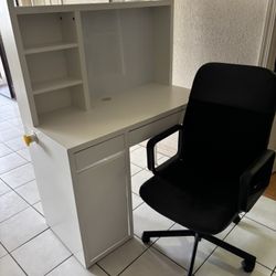 IKEA Micke Desk + Shelf and IKEA Renberget Chair