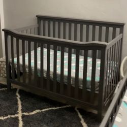 Grey Crib And Changing Table Bundle 