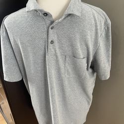 Mens Vuori Ace Light Grey Polo Shirt Size M Short Sleeve 